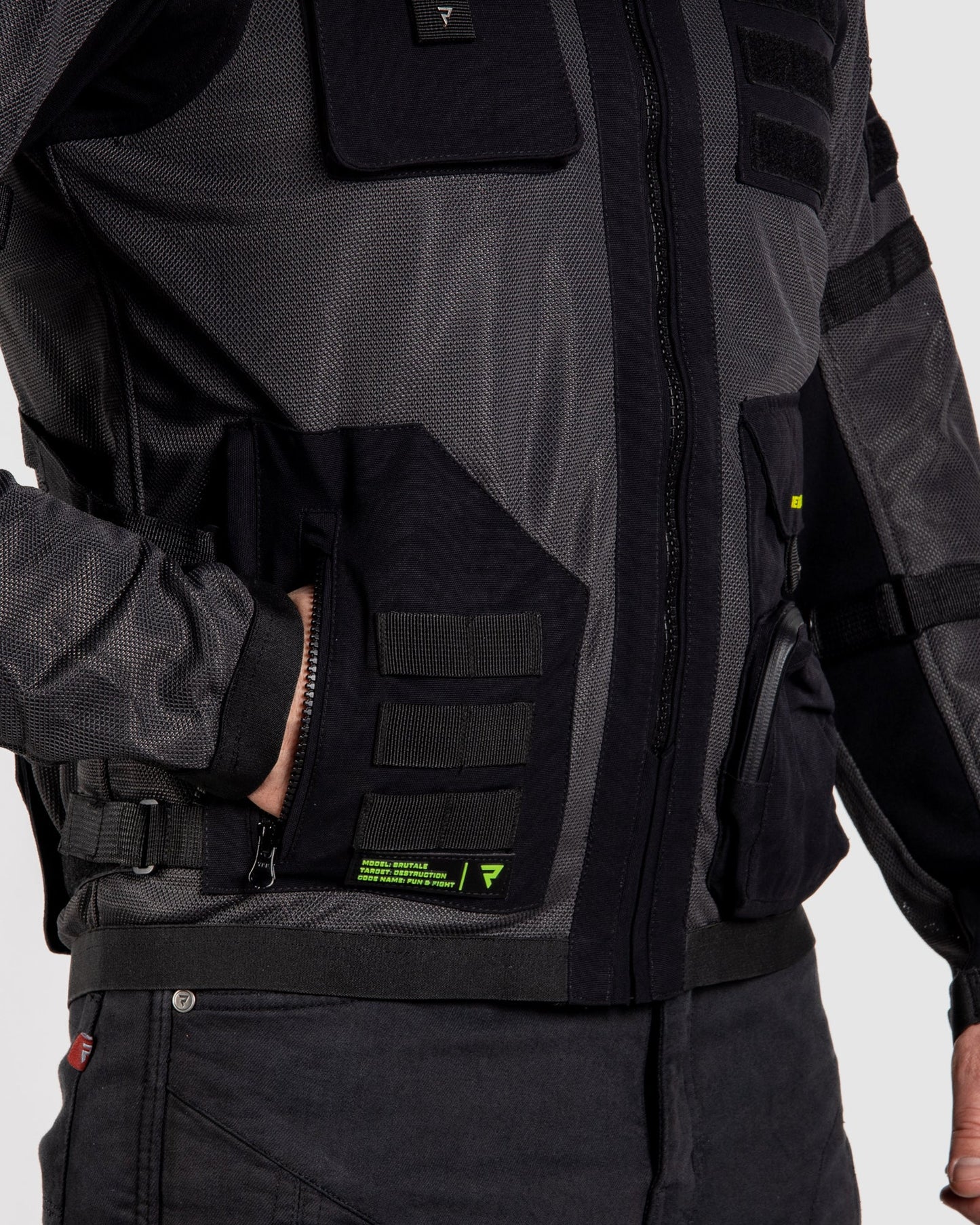 Brutale Motorradjacke Dunkelgrau